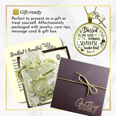 Gutsy Goodness Faith Necklace Blessed is She Who Remains Steadfast Quote Vintage Style Jewelry - Gutsy Goodness Handmade Jewelry;Faith Necklace Blessed Is She Who Remains Steadfast Quote Vintage Style Jewelry - Gutsy Goodness Handmade Jewelry Gifts