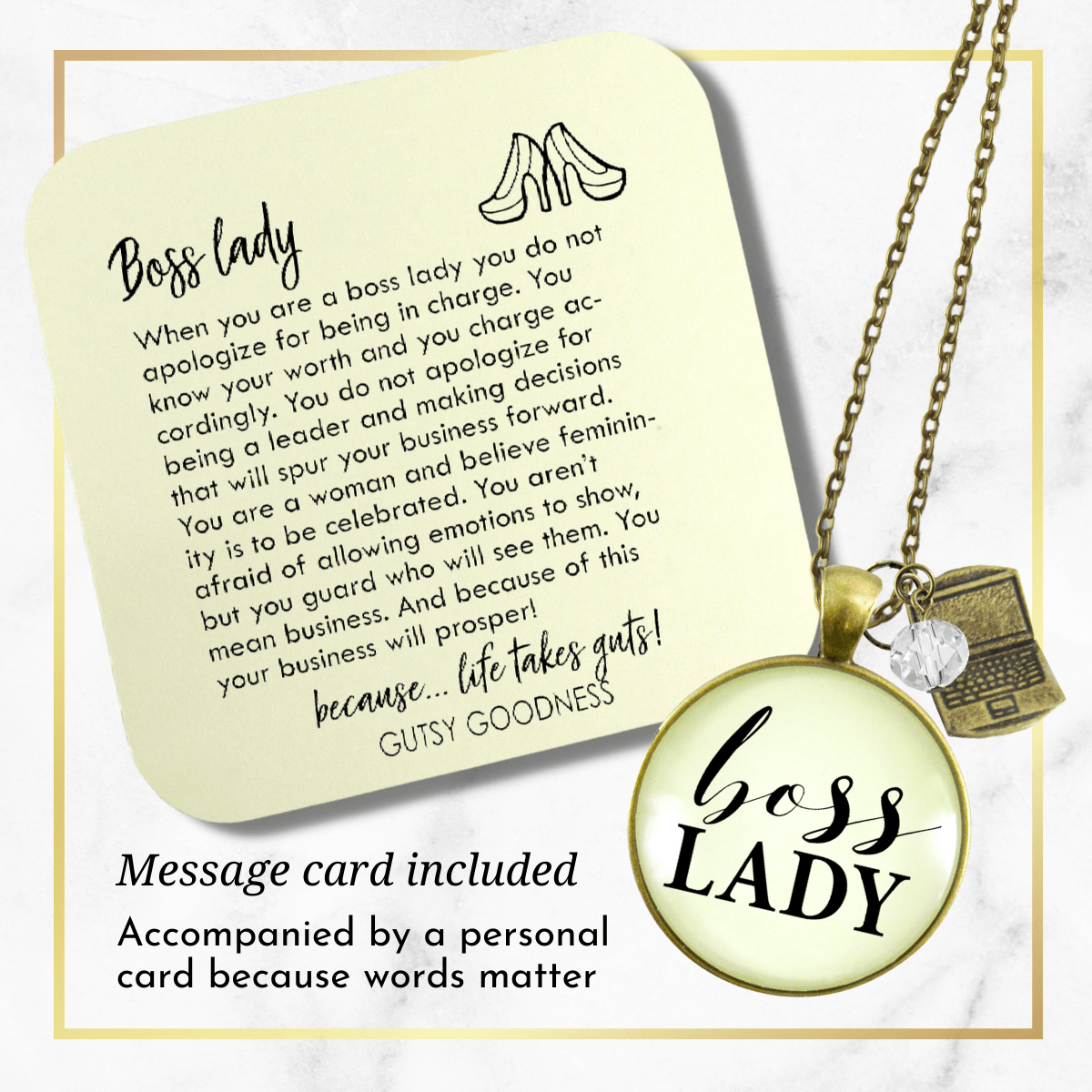 Gutsy Goodness Boss Lady Necklace Empowered Word Working Women Gift Charm - Gutsy Goodness Handmade Jewelry;Boss Lady Necklace Empowered Word Working Women Gift Charm - Gutsy Goodness Handmade Jewelry Gifts