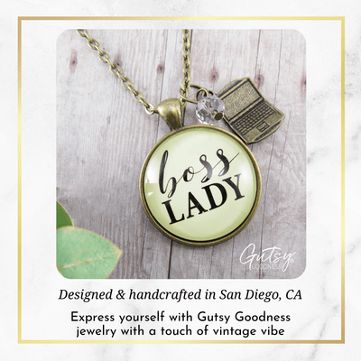 Gutsy Goodness Boss Lady Necklace Empowered Word Working Women Gift Charm - Gutsy Goodness Handmade Jewelry;Boss Lady Necklace Empowered Word Working Women Gift Charm - Gutsy Goodness Handmade Jewelry Gifts
