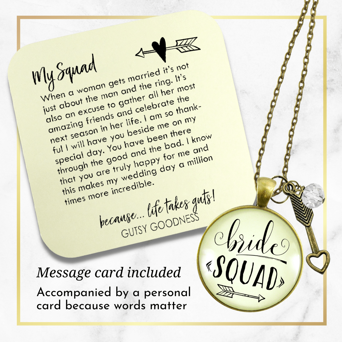Gutsy Goodness Bride Squad Necklace Bridesmaid Vintage Wedding Design Jewelry Gift - Gutsy Goodness;Bride Squad Necklace Bridesmaid Vintage Wedding Design Jewelry Gift - Gutsy Goodness Handmade Jewelry Gifts