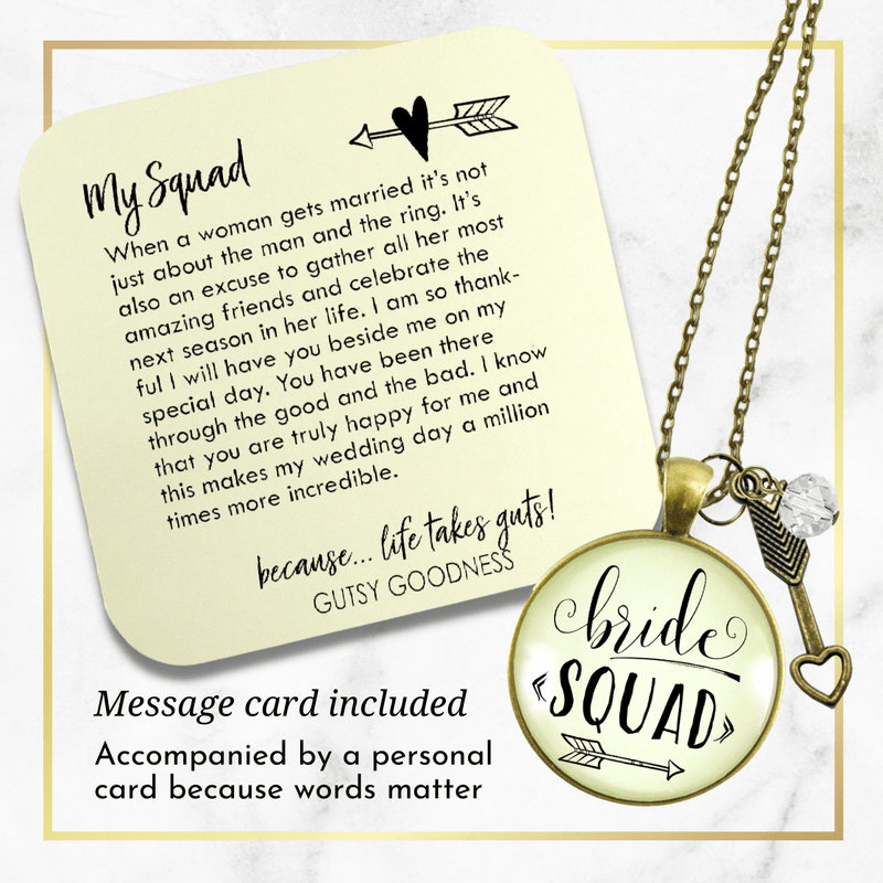 Gutsy Goodness Bride Squad Necklace Bridesmaid Vintage Wedding Design Jewelry Gift - Gutsy Goodness;Bride Squad Necklace Bridesmaid Vintage Wedding Design Jewelry Gift - Gutsy Goodness Handmade Jewelry Gifts