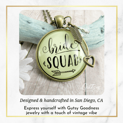 Gutsy Goodness Bride Squad Necklace Bridesmaid Vintage Wedding Design Jewelry Gift - Gutsy Goodness;Bride Squad Necklace Bridesmaid Vintage Wedding Design Jewelry Gift - Gutsy Goodness Handmade Jewelry Gifts