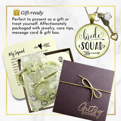 Gutsy Goodness Bride Squad Necklace Bridesmaid Vintage Wedding Design Jewelry Gift - Gutsy Goodness;Bride Squad Necklace Bridesmaid Vintage Wedding Design Jewelry Gift - Gutsy Goodness Handmade Jewelry Gifts
