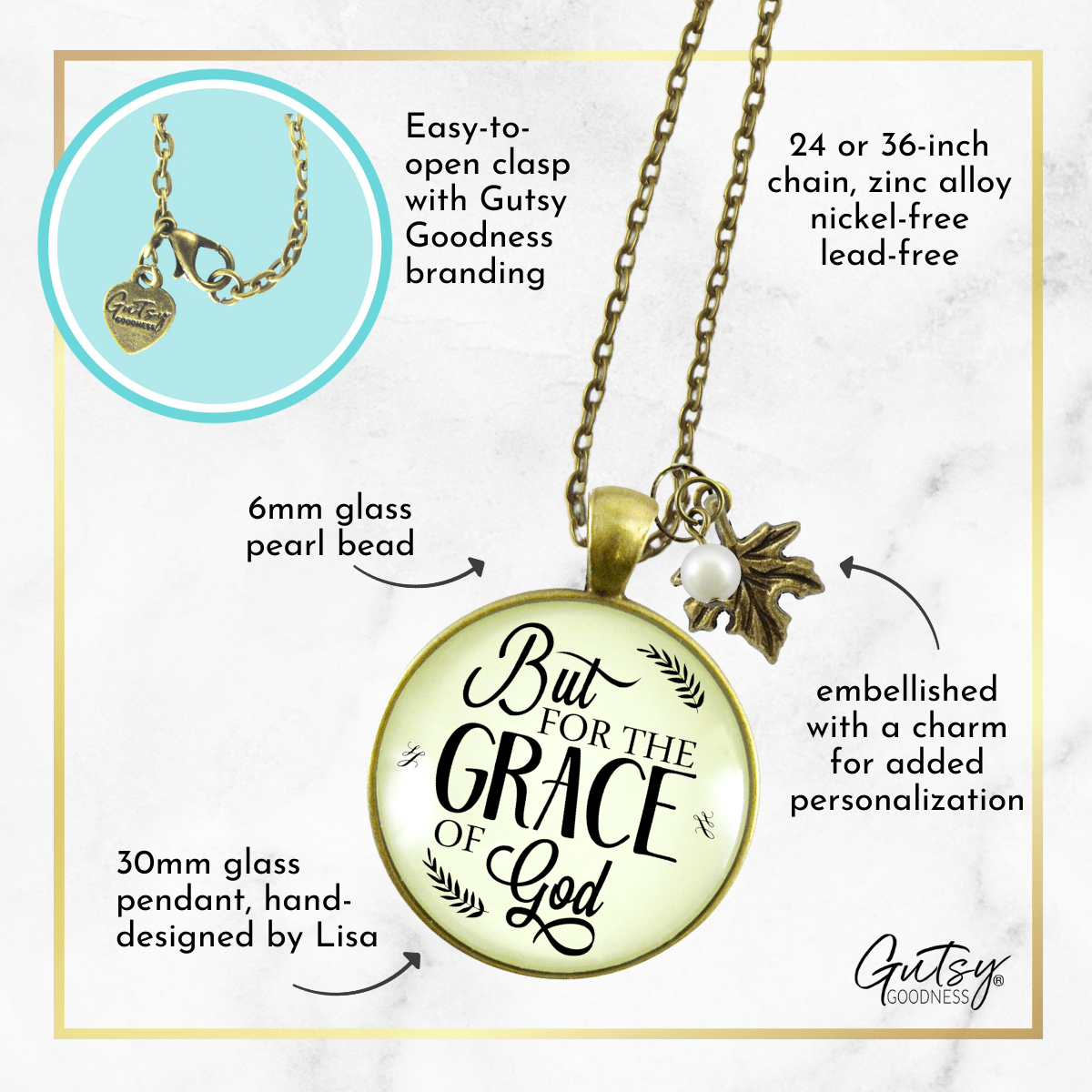 Faith Necklace But For The Grace of God Inspirational Encouragement Jewelry - Gutsy Goodness Handmade Jewelry;Faith Necklace But For The Grace Of God Inspirational Encouragement Jewelry - Gutsy Goodness Handmade Jewelry Gifts