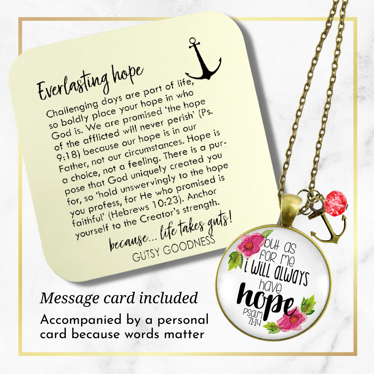 Gutsy Goodness Always Have Hope Bible Necklace Pendant Psalm Quote Theme Anchor - Gutsy Goodness Handmade Jewelry;Always Have Hope Bible Necklace Pendant Psalm Quote Theme Anchor - Gutsy Goodness Handmade Jewelry Gifts