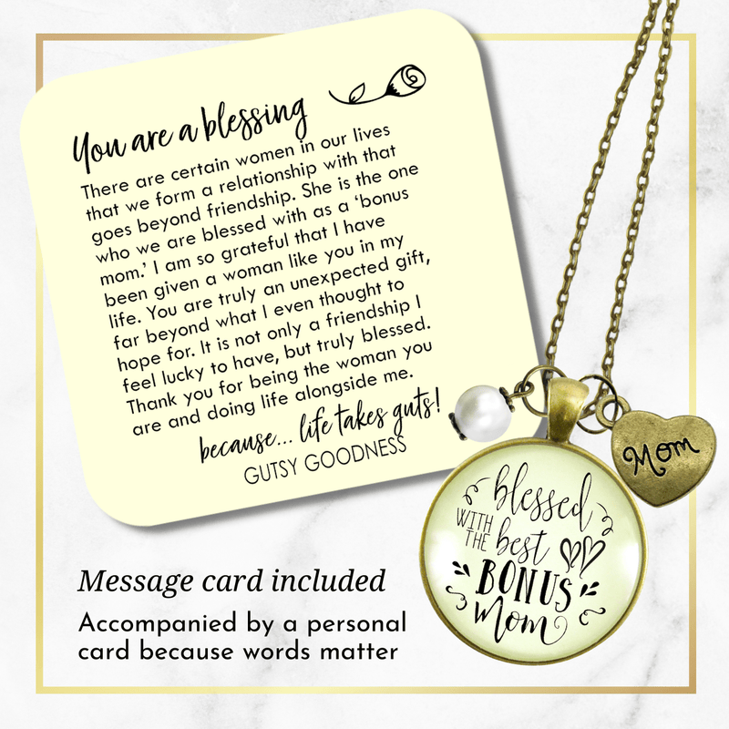 Gutsy Goodness Best Bonus Mom Necklace Thank You Mother Womens Jewelry Gift - Gutsy Goodness Handmade Jewelry;Best Bonus Mom Necklace Thank You Mother Womens Jewelry Gift - Gutsy Goodness Handmade Jewelry Gifts