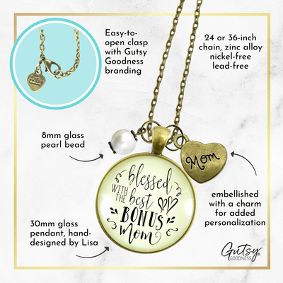 Gutsy Goodness Best Bonus Mom Necklace Thank You Mother Womens Jewelry Gift - Gutsy Goodness Handmade Jewelry;Best Bonus Mom Necklace Thank You Mother Womens Jewelry Gift - Gutsy Goodness Handmade Jewelry Gifts