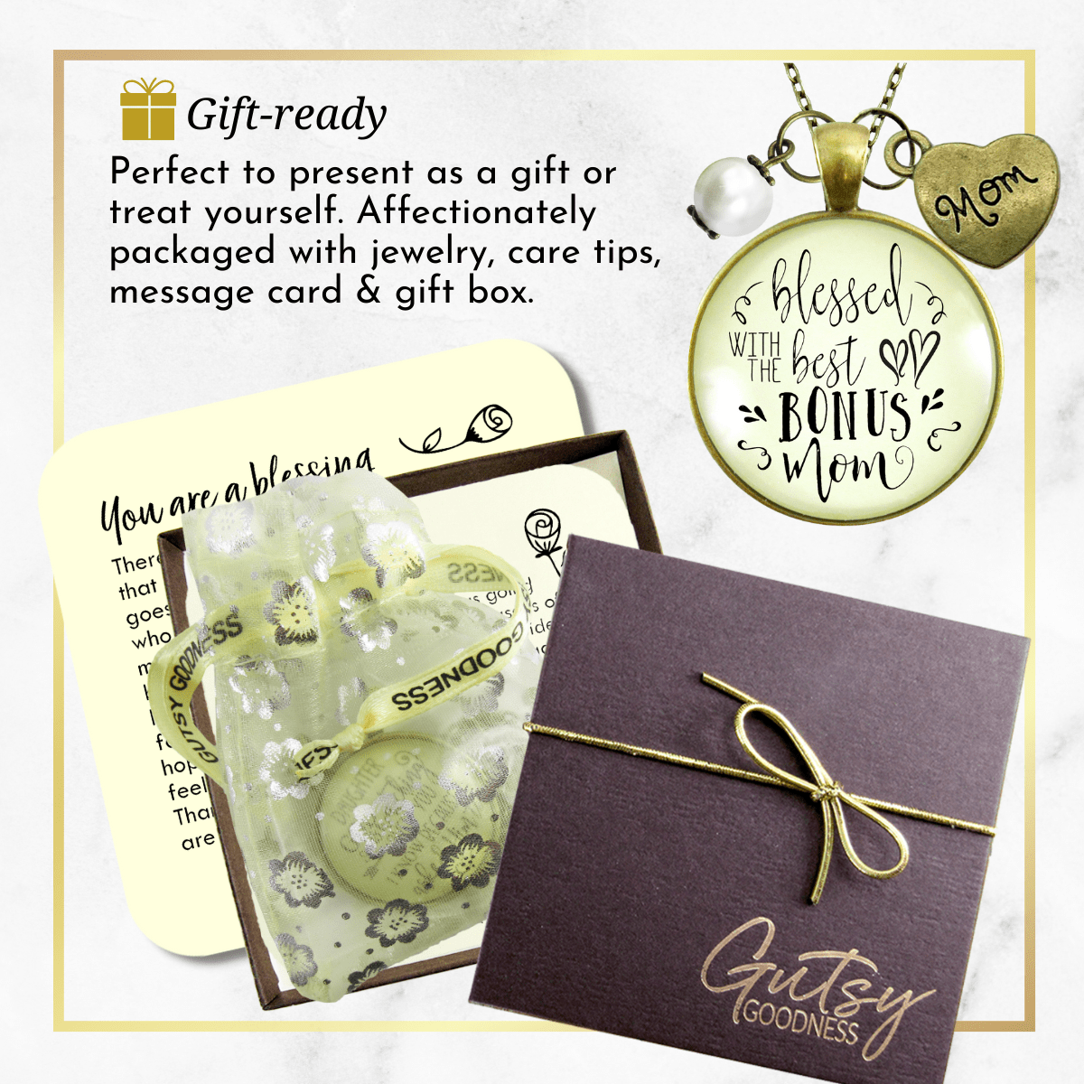 Best Bonus Mom Necklace Thank You Mother Womens Jewelry Gift