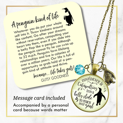 Gutsy Goodness Penguin Necklace Confidence is Catapulting Into A Belly Slide Jewelry Gift - Gutsy Goodness;Penguin Necklace Confidence Is Catapulting Into A Belly Slide Jewelry Gift - Gutsy Goodness Handmade Jewelry Gifts