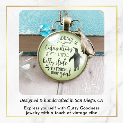 Gutsy Goodness Penguin Necklace Confidence is Catapulting Into A Belly Slide Jewelry Gift - Gutsy Goodness;Penguin Necklace Confidence Is Catapulting Into A Belly Slide Jewelry Gift - Gutsy Goodness Handmade Jewelry Gifts