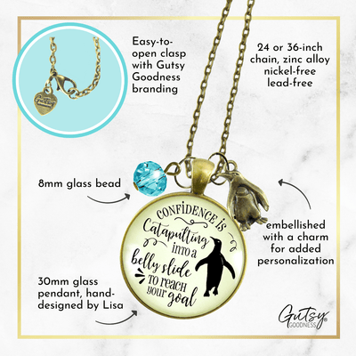 Gutsy Goodness Penguin Necklace Confidence is Catapulting Into A Belly Slide Jewelry Gift - Gutsy Goodness;Penguin Necklace Confidence Is Catapulting Into A Belly Slide Jewelry Gift - Gutsy Goodness Handmade Jewelry Gifts
