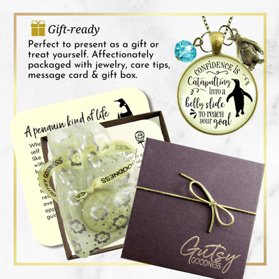 Gutsy Goodness Penguin Necklace Confidence is Catapulting Into A Belly Slide Jewelry Gift - Gutsy Goodness;Penguin Necklace Confidence Is Catapulting Into A Belly Slide Jewelry Gift - Gutsy Goodness Handmade Jewelry Gifts