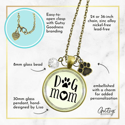 Gutsy Goodness Dog Mom Necklace Friendship Jewelry BFF Paw Print Charm - Gutsy Goodness Handmade Jewelry;Dog Mom Necklace Friendship Jewelry Bff Paw Print Charm - Gutsy Goodness Handmade Jewelry Gifts