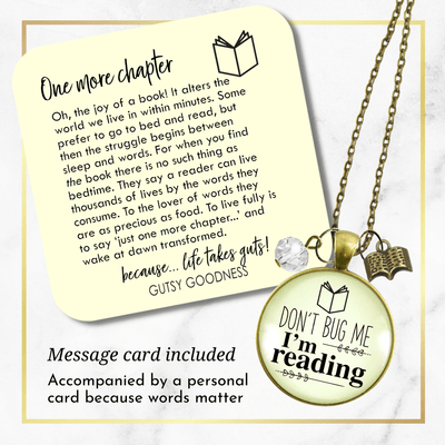 Gutsy Goodness Book Necklace Don't Bug Me I'm Reading Readers Author Jewelry Charm - Gutsy Goodness Handmade Jewelry;Book Necklace Don't Bug Me I'm Reading Readers Author Jewelry Charm - Gutsy Goodness Handmade Jewelry Gifts