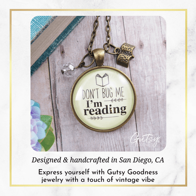 Gutsy Goodness Book Necklace Don't Bug Me I'm Reading Readers Author Jewelry Charm - Gutsy Goodness Handmade Jewelry;Book Necklace Don't Bug Me I'm Reading Readers Author Jewelry Charm - Gutsy Goodness Handmade Jewelry Gifts