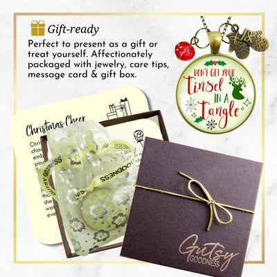 Christmas Don't Get Your Tinsel Tangle Necklace Holiday Stocking Gift  Necklace - Gutsy Goodness Handmade Jewelry