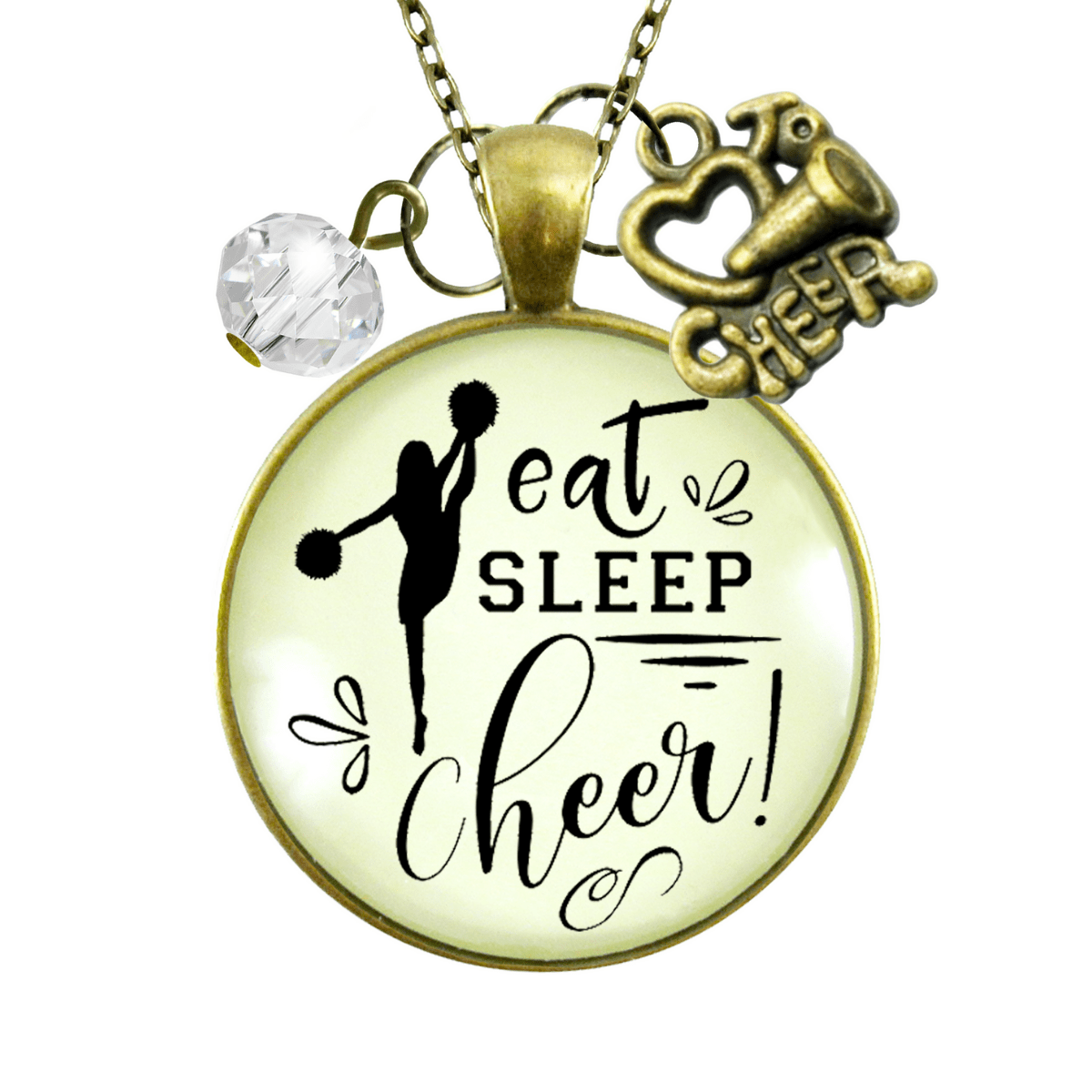 Gutsy Goodness Cheerleader Necklace Eat Sleep Cheer Novelty Jewelry Megaphone Charm - Gutsy Goodness Handmade Jewelry;Cheerleader Necklace Eat Sleep Cheer Novelty Jewelry Megaphone Charm - Gutsy Goodness Handmade Jewelry Gifts