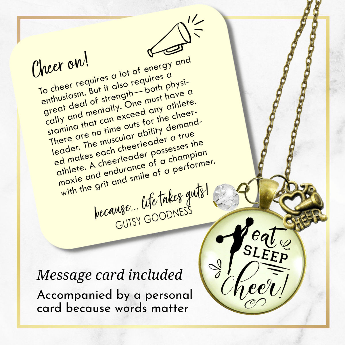 Gutsy Goodness Cheerleader Necklace Eat Sleep Cheer Novelty Jewelry Megaphone Charm - Gutsy Goodness Handmade Jewelry;Cheerleader Necklace Eat Sleep Cheer Novelty Jewelry Megaphone Charm - Gutsy Goodness Handmade Jewelry Gifts