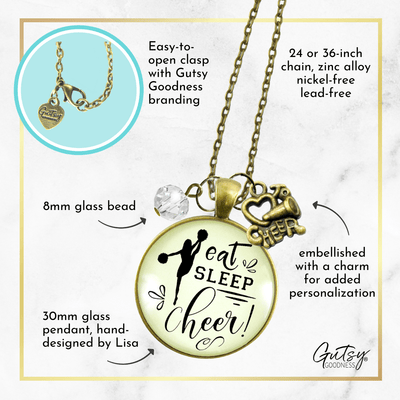 Gutsy Goodness Cheerleader Necklace Eat Sleep Cheer Novelty Jewelry Megaphone Charm - Gutsy Goodness Handmade Jewelry;Cheerleader Necklace Eat Sleep Cheer Novelty Jewelry Megaphone Charm - Gutsy Goodness Handmade Jewelry Gifts