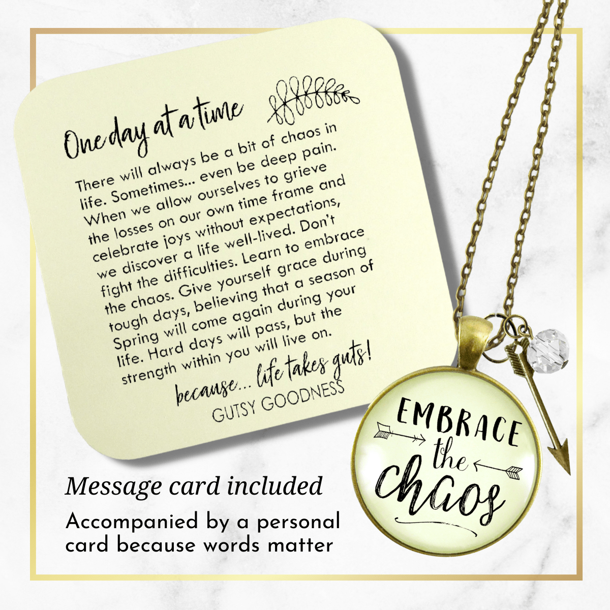 Gutsy Goodness Embrace the Chaos Necklace Motivational Boho Jewelry Arrow Charm - Gutsy Goodness;Embrace The Chaos Necklace Motivational Boho Jewelry Arrow Charm - Gutsy Goodness Handmade Jewelry Gifts