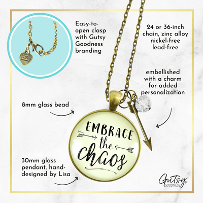 Gutsy Goodness Embrace the Chaos Necklace Motivational Boho Jewelry Arrow Charm - Gutsy Goodness;Embrace The Chaos Necklace Motivational Boho Jewelry Arrow Charm - Gutsy Goodness Handmade Jewelry Gifts