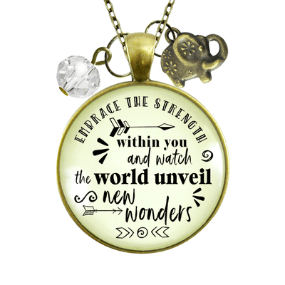 Gutsy Goodness Elephant Necklace Embrace Strength Within You Empower Boho Jewelry Mantra Pendant - Gutsy Goodness Handmade Jewelry;Elephant Necklace Embrace Strength Within You Empower Boho Jewelry Mantra Pendant - Gutsy Goodness Handmade Jewelry Gifts