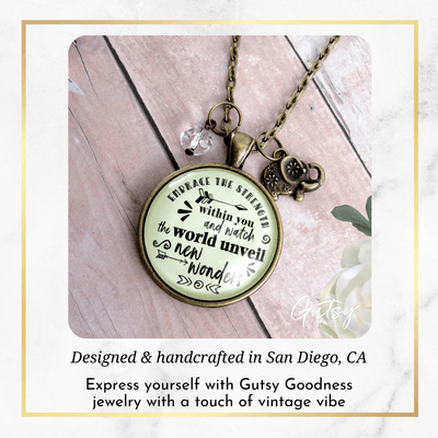 Gutsy Goodness Elephant Necklace Embrace Strength Within You Empower Boho Jewelry Mantra Pendant - Gutsy Goodness Handmade Jewelry;Elephant Necklace Embrace Strength Within You Empower Boho Jewelry Mantra Pendant - Gutsy Goodness Handmade Jewelry Gifts