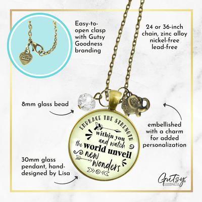 Gutsy Goodness Elephant Necklace Embrace Strength Within You Empower Boho Jewelry Mantra Pendant - Gutsy Goodness Handmade Jewelry;Elephant Necklace Embrace Strength Within You Empower Boho Jewelry Mantra Pendant - Gutsy Goodness Handmade Jewelry Gifts