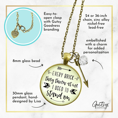 Gutsy Goodness Every Brick They Threw at Me Necklace Survivor Mantra Arrow Jewelry - Gutsy Goodness Handmade Jewelry;Every Brick They Threw At Me Necklace Survivor Mantra Arrow Jewelry - Gutsy Goodness Handmade Jewelry Gifts
