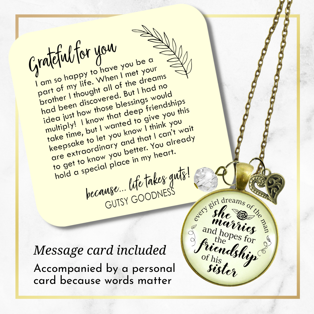 Gutsy Goodness Sister-In-Law Necklace Dreams New Sister Wedding Day Gift from Bride - Gutsy Goodness;Sister-In-Law Necklace Dreams New Sister Wedding Day Gift From Bride - Gutsy Goodness Handmade Jewelry Gifts