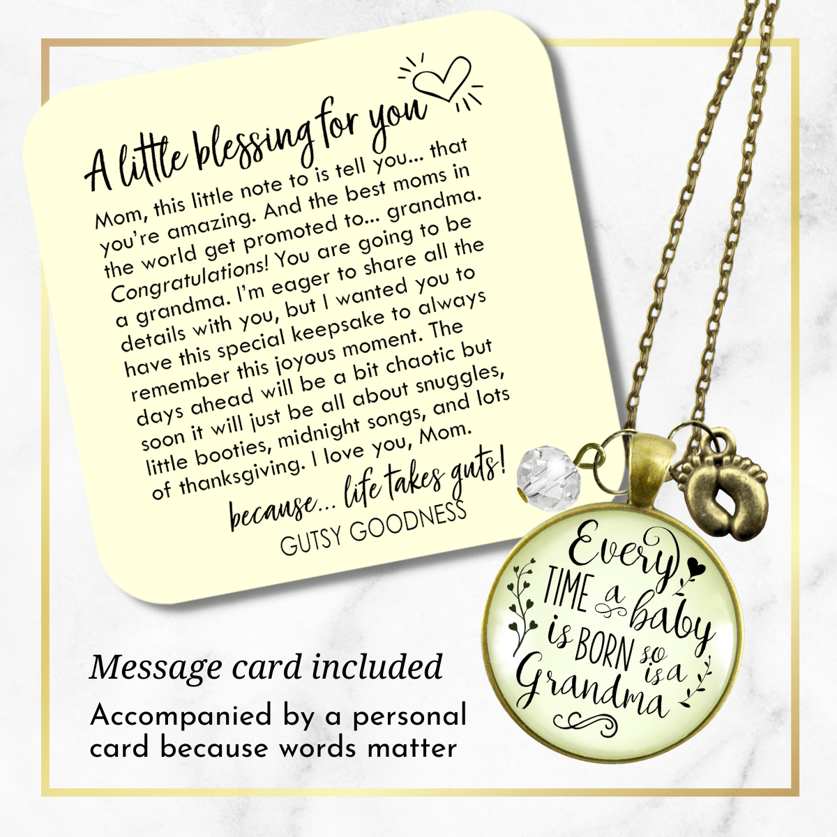 Gutsy Goodness Pregnancy Announcement Grandma Necklace Every Time Reveal Baby Gift - Gutsy Goodness Handmade Jewelry;Pregnancy Announcement Grandma Necklace Every Time Reveal Baby Gift - Gutsy Goodness Handmade Jewelry Gifts