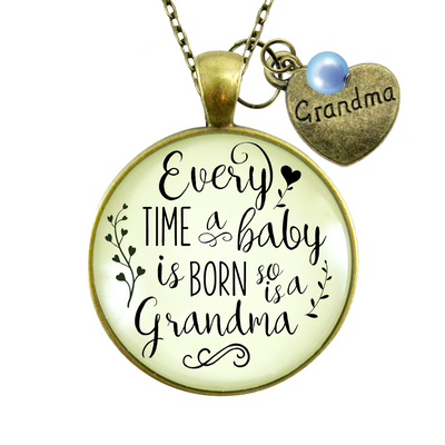 Baby Gender Reveal Necklace Grandchild Born So is Grandma Gift Boy  Necklace - Gutsy Goodness Handmade Jewelry
