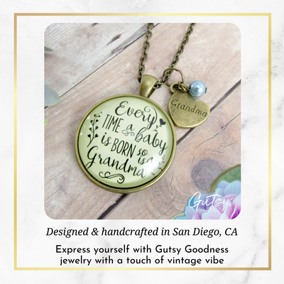 Baby Gender Reveal Necklace Grandchild Born So is Grandma Gift Boy  Necklace - Gutsy Goodness Handmade Jewelry