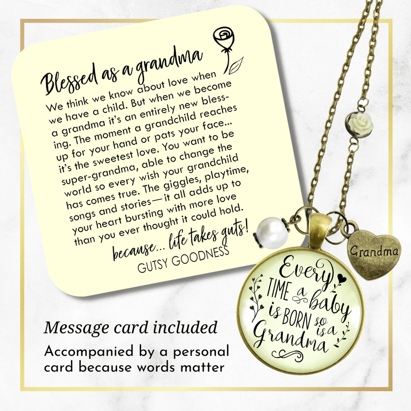 Gutsy Goodness New Grandma Necklace Baby Born Jewelry Gift from Daughter Rose Chain - Gutsy Goodness Handmade Jewelry;New Grandma Necklace Baby Born Jewelry Gift From Daughter Rose Chain - Gutsy Goodness Handmade Jewelry Gifts