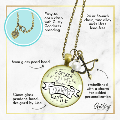 Gutsy Goodness Everyone You Meet is Fighting a Battle Warrior Necklace Jewelry - Gutsy Goodness Handmade Jewelry;Everyone You Meet Is Fighting A Battle Warrior Necklace Jewelry - Gutsy Goodness Handmade Jewelry Gifts