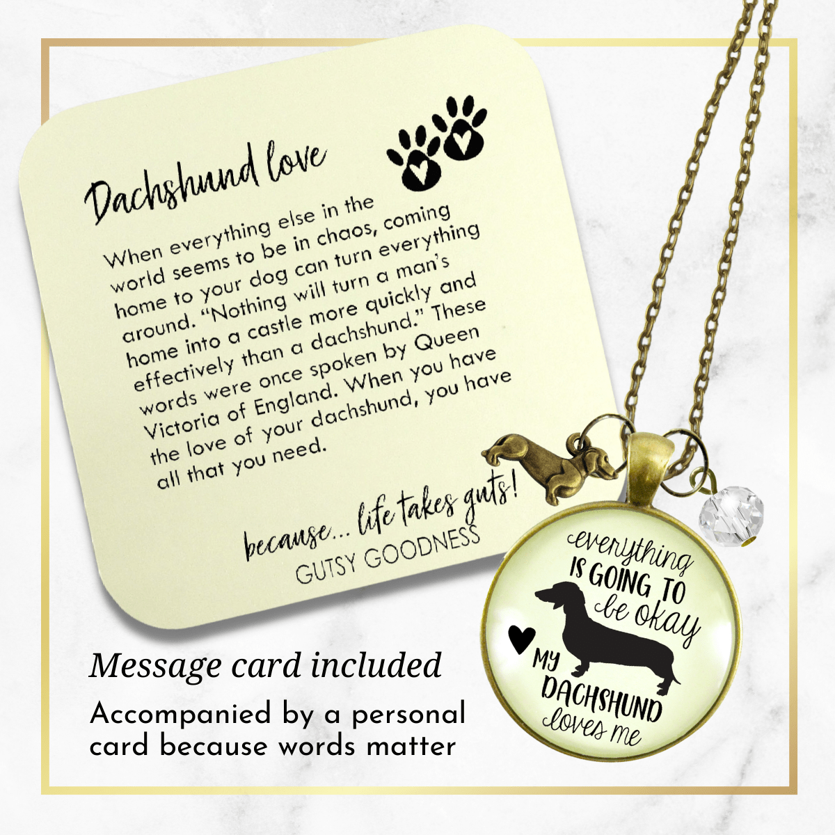 Gutsy Goodness Dachshund Necklace Everything Okay Dog Loves Fur Mom Jewelry Gift - Gutsy Goodness Handmade Jewelry;Dachshund Necklace Everything Okay Dog Loves Fur Mom Jewelry Gift - Gutsy Goodness Handmade Jewelry Gifts