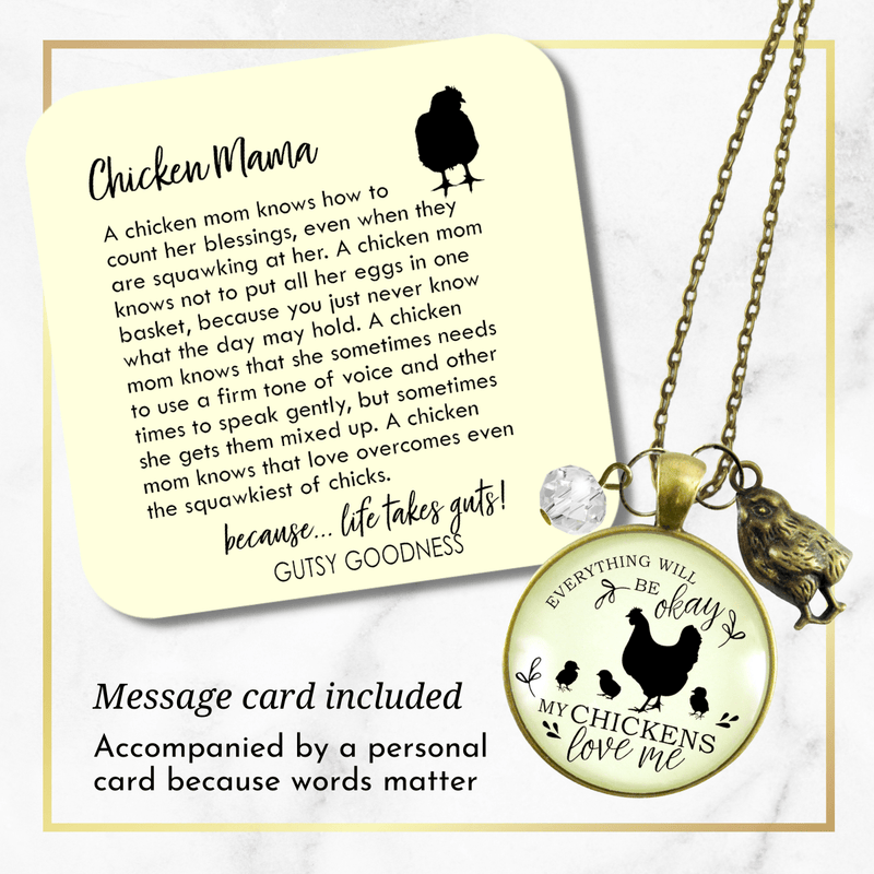 Gutsy Goodness Chicken Necklace All is Okay My Chickens Love Me Farm Inspired Jewelry - Gutsy Goodness;Chicken Necklace All Is Okay My Chickens Love Me Farm Inspired Jewelry - Gutsy Goodness Handmade Jewelry Gifts