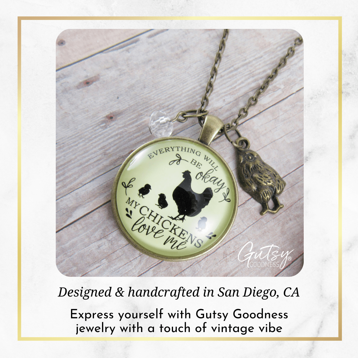 Gutsy Goodness Chicken Necklace All is Okay My Chickens Love Me Farm Inspired Jewelry - Gutsy Goodness;Chicken Necklace All Is Okay My Chickens Love Me Farm Inspired Jewelry - Gutsy Goodness Handmade Jewelry Gifts