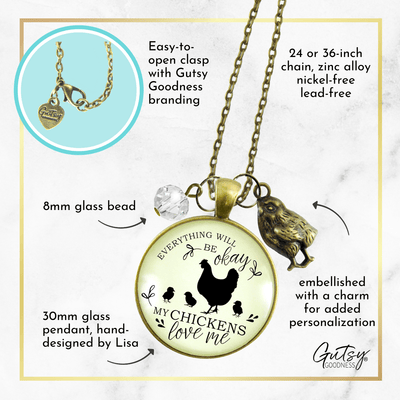 Gutsy Goodness Chicken Necklace All is Okay My Chickens Love Me Farm Inspired Jewelry - Gutsy Goodness;Chicken Necklace All Is Okay My Chickens Love Me Farm Inspired Jewelry - Gutsy Goodness Handmade Jewelry Gifts