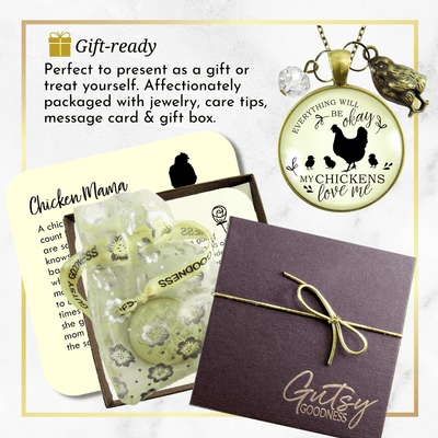 Gutsy Goodness Chicken Necklace All is Okay My Chickens Love Me Farm Inspired Jewelry - Gutsy Goodness;Chicken Necklace All Is Okay My Chickens Love Me Farm Inspired Jewelry - Gutsy Goodness Handmade Jewelry Gifts