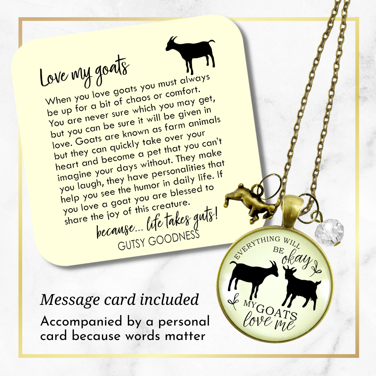 Gutsy Goodness Goats Necklace All is Okay My Goats Love Me Farm Inspired Jewelry 36&quot; - Gutsy Goodness;Goats Necklace All Is Okay My Goats Love Me Farm Inspired Jewelry - Gutsy Goodness Handmade Jewelry Gifts