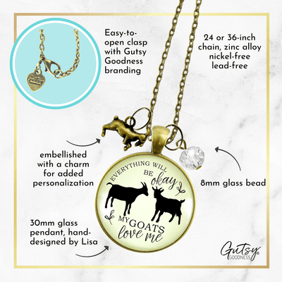 Gutsy Goodness Goats Necklace All is Okay My Goats Love Me Farm Inspired Jewelry 36" - Gutsy Goodness;Goats Necklace All Is Okay My Goats Love Me Farm Inspired Jewelry - Gutsy Goodness Handmade Jewelry Gifts
