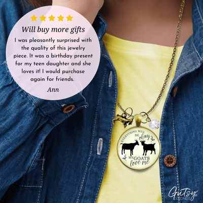 Gutsy Goodness Goats Necklace All is Okay My Goats Love Me Farm Inspired Jewelry 36" - Gutsy Goodness;Goats Necklace All Is Okay My Goats Love Me Farm Inspired Jewelry - Gutsy Goodness Handmade Jewelry Gifts