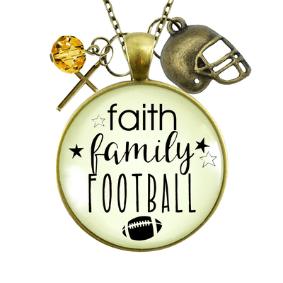 Gutsy Goodness Faith Family Football Necklace Sports Jewelry Mom Bling Cross Charms - Gutsy Goodness Handmade Jewelry;Faith Family Football Necklace Sports Jewelry Mom Bling Cross Charms - Gutsy Goodness Handmade Jewelry Gifts