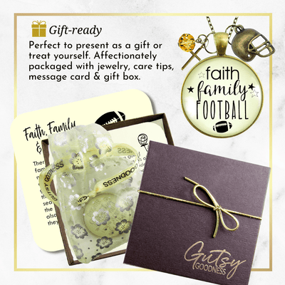 Gutsy Goodness Faith Family Football Necklace Sports Jewelry Mom Bling Cross Charms - Gutsy Goodness Handmade Jewelry;Faith Family Football Necklace Sports Jewelry Mom Bling Cross Charms - Gutsy Goodness Handmade Jewelry Gifts