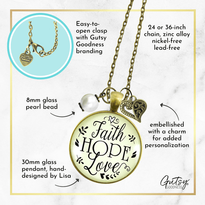 Gutsy Goodness Faith Hope Love Necklace Womens Inspirational Friendship Jewelry - Gutsy Goodness Handmade Jewelry;Faith Hope Love Necklace Womens Inspirational Friendship Jewelry - Gutsy Goodness Handmade Jewelry Gifts