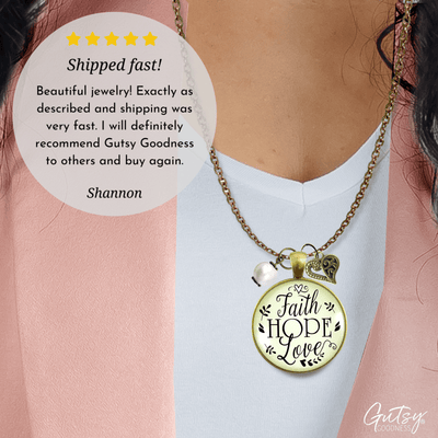 Gutsy Goodness Faith Hope Love Necklace Womens Inspirational Friendship Jewelry - Gutsy Goodness Handmade Jewelry;Faith Hope Love Necklace Womens Inspirational Friendship Jewelry - Gutsy Goodness Handmade Jewelry Gifts