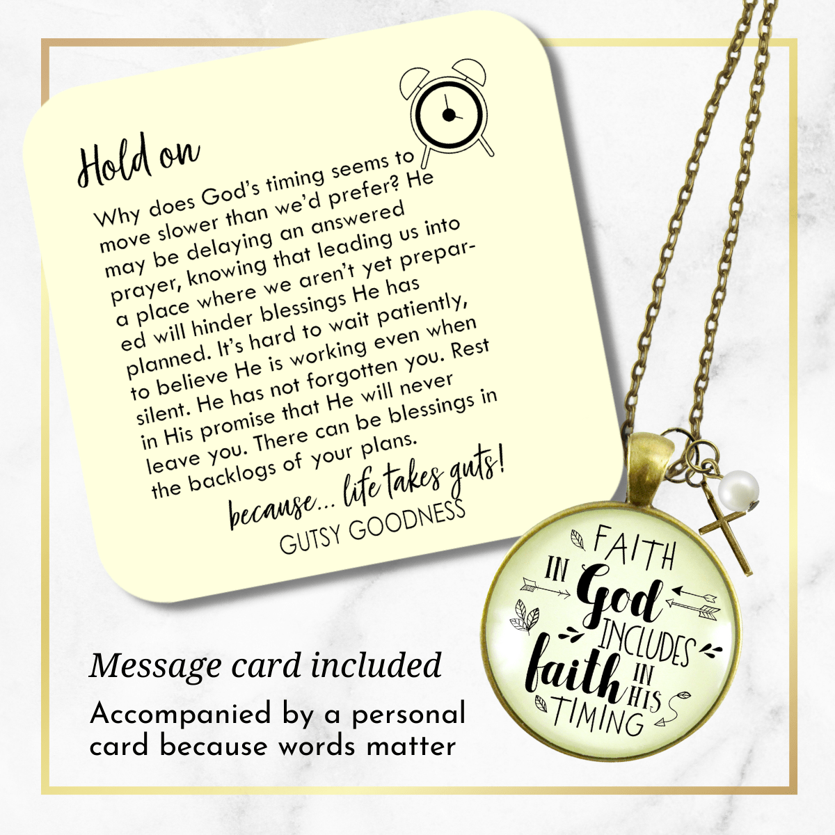 Gutsy Goodness Life Quote Necklace Includes Faith In His Timing Charm Jewelry - Gutsy Goodness Handmade Jewelry;Life Quote Necklace Includes Faith In His Timing Charm Jewelry - Gutsy Goodness Handmade Jewelry Gifts