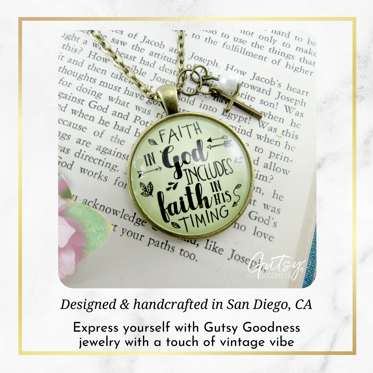 Gutsy Goodness Life Quote Necklace Includes Faith In His Timing Charm Jewelry - Gutsy Goodness Handmade Jewelry;Life Quote Necklace Includes Faith In His Timing Charm Jewelry - Gutsy Goodness Handmade Jewelry Gifts