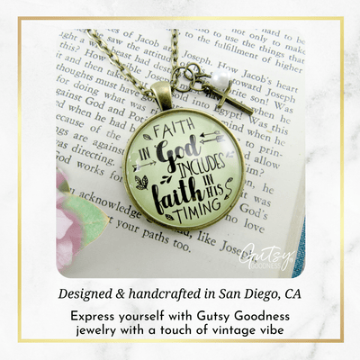 Gutsy Goodness Life Quote Necklace Includes Faith In His Timing Charm Jewelry - Gutsy Goodness Handmade Jewelry;Life Quote Necklace Includes Faith In His Timing Charm Jewelry - Gutsy Goodness Handmade Jewelry Gifts